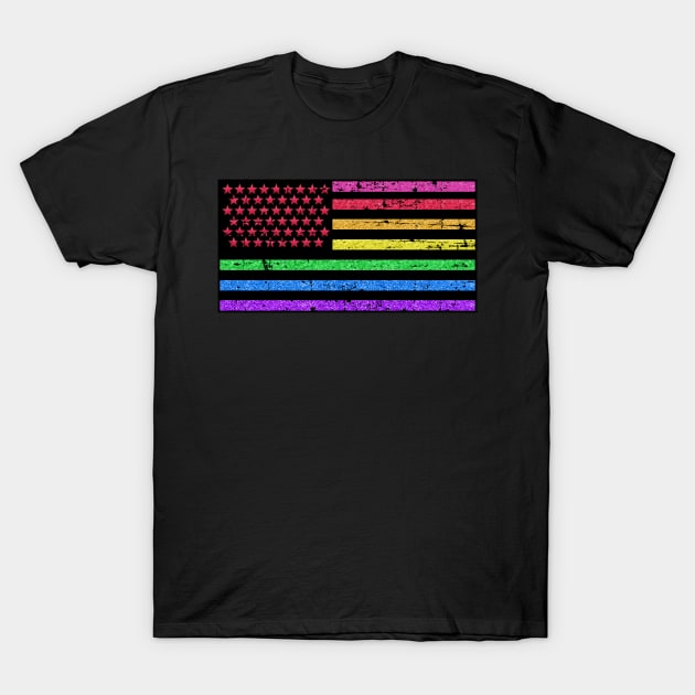 Rainbow American Flag T-Shirt by Wanderer Bat